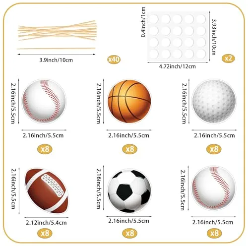 40 Pcs Sports Cupcake Toppers Football Soccer Basketball Baseball Golf Cupcake Picks for Boys Kids Sport Theme Birthday Baby Shower Party Decorations Supplies