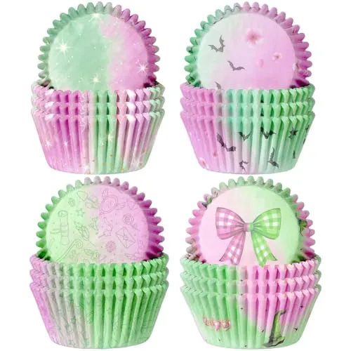 Pink and Green Cupcake Liners, 200 PCS Standard Paper Baking Cups