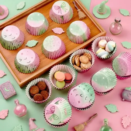 Pink and Green Cupcake Liners, 200 PCS Standard Paper Baking Cups