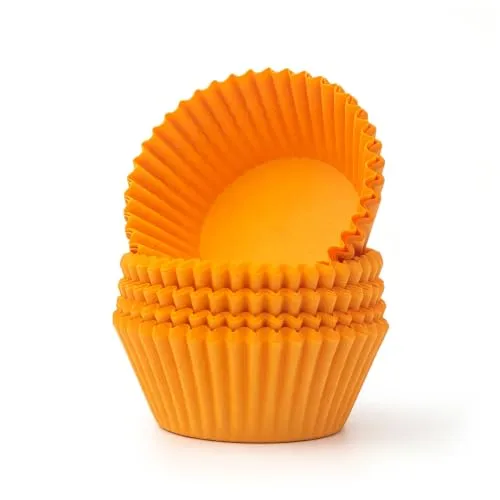 Jumbo Cupcake Liners, Premium Greaseproof Paper Large Baking Cups, 150-Count, Orange