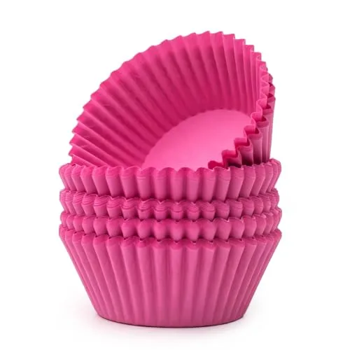Jumbo Cupcake Liners, Premium Greaseproof Paper Large Baking Cups, 150-Count, Pink