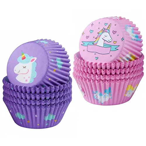 ASTARON 200 Pcs Cupcake Liners for Party Cup Cake Baking Cups Cupcake Case Rainbow Cup Cake Liners for Decorations Girl Kids Birthday Supplies (Light Pink and Purple)
