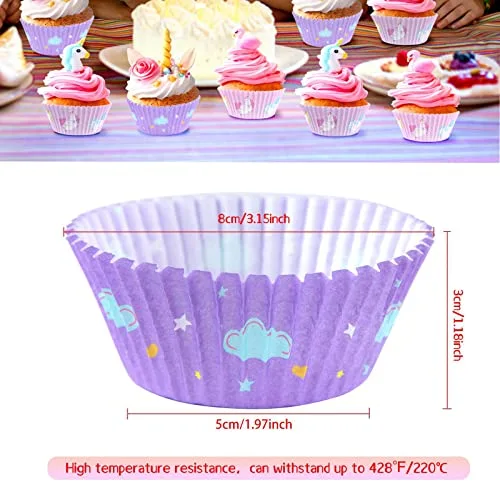 ASTARON 200 Pcs Cupcake Liners for Party Cup Cake Baking Cups Cupcake Case Rainbow Cup Cake Liners for Decorations Girl Kids Birthday Supplies (Light Pink and Purple)