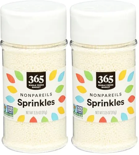 365 by Whole Foods Market, White Nonpareils Sprinkles, 3.15 Ounce (Pack of 2)
