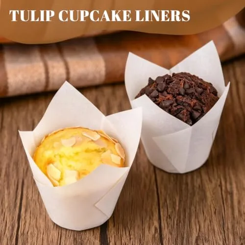 120PCS White Tulip Cupcake Liners for Baking Cups, Muffin Liners Holders