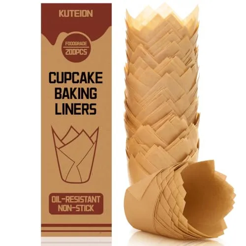 200 pcs Kuteion Premium Tulip Cupcake Liners for Baking,muffin liners