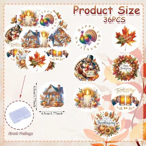 36PCS Edible Happy Thanksgiving Day Cupcake Toppers Wafer Paper Thanksgiving Cake Decorations Edible Turkey Cupcake Picks for Autumn Thanksgiving Party Birthday Decor Supplies