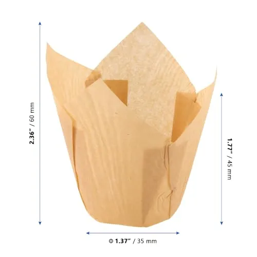 MANCHAP 600 Pcs 2.3 x 1.37 Inch Tulip Cupcake Liners, Brown Baking Muffin Cups for Home Bakers, Coffee Shops, and Holiday Parties