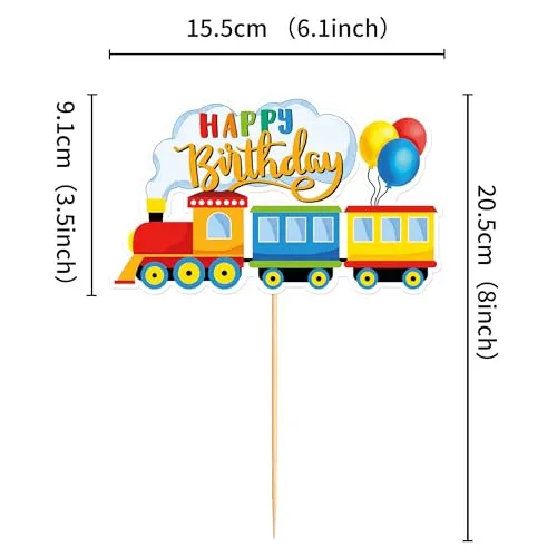 Ercadio 1 PCS Train Cupcake Toppers Picks Vintage Train Birthday Decorations Cake Decor Retro Transportation Railroad Crossing Sign Themed Party Supplies