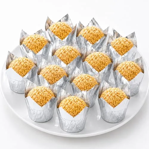 Party Hippo Gold Tulip Cupcake Liners 50 Count Baking Paper Cups Holders Greaseproof Muffin Cases Wrappers for Wedding Birthday Party Baby Shower
