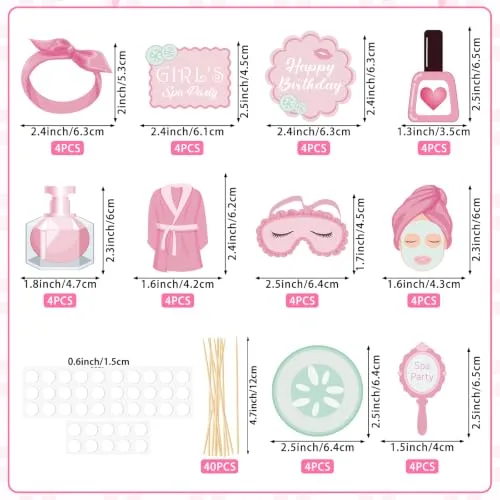 40 Pack Spa Cupcake Toppers Sleepover Mask Cupcake Picks Girls Makeup Theme Birthday Bachelorette Spa Day Party Cake Decorations