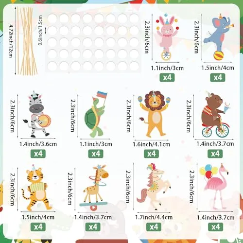 40 Pcs Circus Animals Cupcake Toppers Carnival Animals Cupcake Picks Safari Jungle Cake Decorations for Carnival Circus Theme Birthday Baby Shower Party Supplies