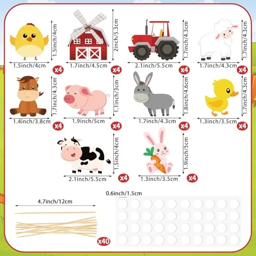 40 Pcs Farm Cupcake Toppers Farm Animal Barn Cupcake Picks Cute Animals Cake Decorations for Barnyard Tractor Theme Birthday Baby Shower Party Decorations Supplies