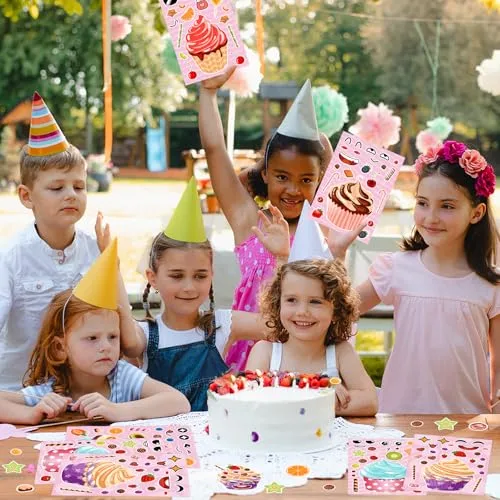 32 Sheets Make a Face Cupcake Stickers for Kids Toddlers Make Your Own Dessert Stickers Mix and Match Cupcake Craft Supplies Birthday Party Gifts Classroom Rewards