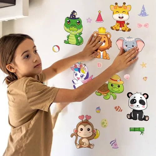32 Sheets Make a Face Animal Stickers for Kids Toddlers Reusable Mix and Match Make Your Own Animal Stickers Safari Animals DIY Craft Supplies Birthday Party Gifts Classroom Rewards