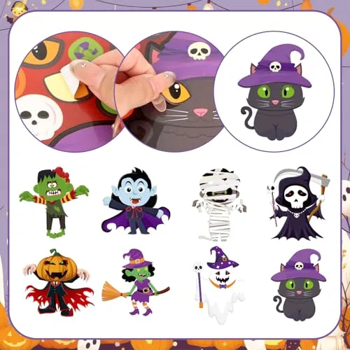 32 Pcs Make Your Own Halloween Stickers Sheets for Kids Toddlers Make a Face Halloween Craft Stickers Trick or Treat Party Gifts Game Activities Classroom Rewards