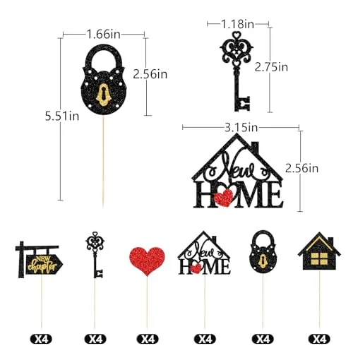 Qttier 24Pcs Homewarming Cupcake Toppers