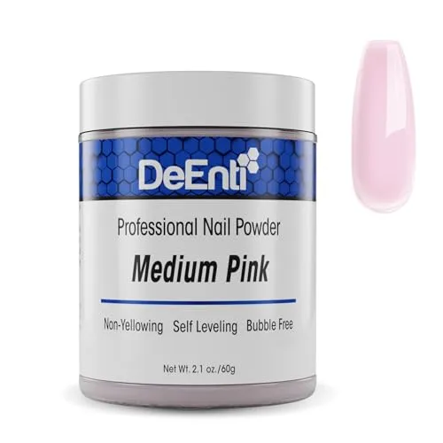 DeEnti Acrylic Nail Powder, Pink Acrylic Powder for Nails, Medium Pink 2oz