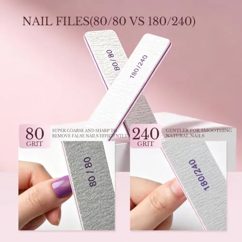FANDAMEI Nail File Kit, 5 PCS Nail Files and Buffers|Emery Boards for Nails, Rose Cuticle Oil with Cuticle Remover Tool|Sponge Nail Buffer Block|Cuticle Trimmer|Cuticle Pusher|Nail Care Nail Tools