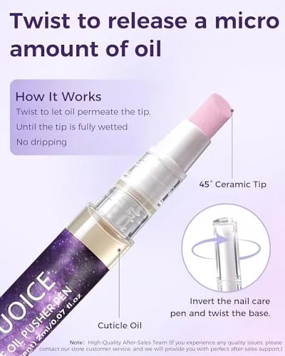 3 Pack Ceramic Cuticle Oil Pusher Pen, Cuticle Remover & Micro-Dosing Oil