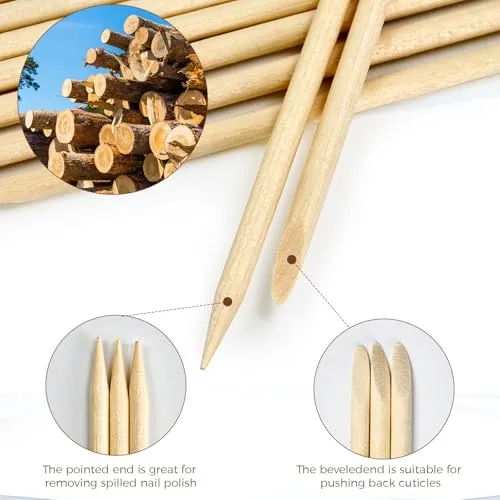 GOLD HONEY 180PCS Cuticle Pusher Wood in Boxed, Orangewood Sticks for Nails