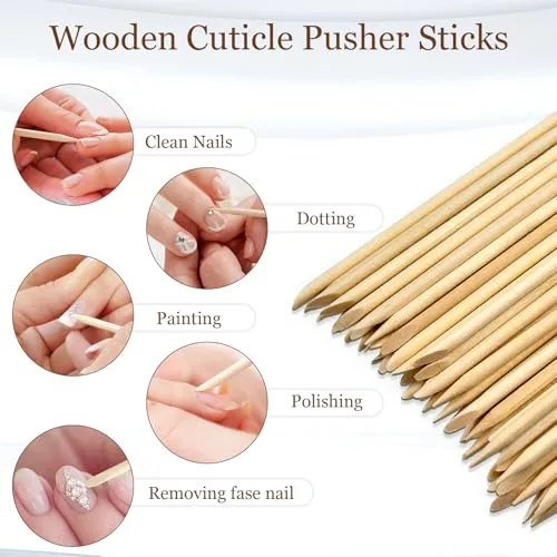GOLD HONEY 180PCS Cuticle Pusher Wood in Boxed, Orangewood Sticks for Nails