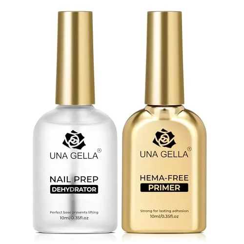 UNA GELLA Nail Dehydrator and Primer Set for Gel Nail Polish Acrylic Nails