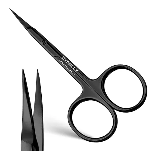 Cuticle Scissors, Curved Blades, Titanium Series, High Carbon Stainless Steel, Hand Sharpened (Titanium Black)