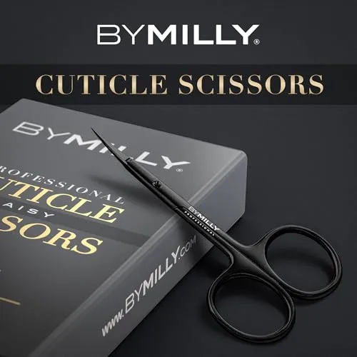 Cuticle Scissors, Curved Blades, Titanium Series, High Carbon Stainless Steel, Hand Sharpened (Titanium Black)