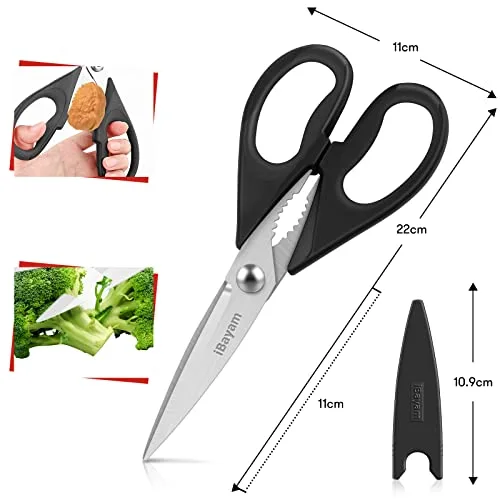 iBayam 8.7" All Purpose Kitchen Shears Heavy Duty with Protective Sheath