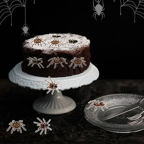 24Pcs Halloween Spider Cupcake Toppers and Picks - Cupcake Decorations for Horror Theme Baby Shower Birthday Party Cake Supplies
