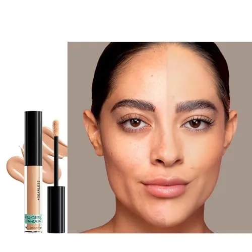 Liquid Concealer Makeup,Matte Finish Hydrating Brightening Full Coverage,Under Eye Concealer for Mature Skin,Natural Coverage, Lightweight,Conceals,Non-Comedogenic,Vegan & Cruelty-Free,Medium