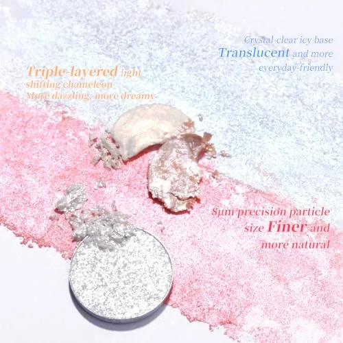 Duochrome Chameleon Eyeshadow, Color Shifting Single Eyeshadow with Multi-Chrome Shimmer Finish, High Pigment Metallic Glitter Eye Shadow, Long Lasting Sparkling Makeup for Women (02 Fairy Bloom)