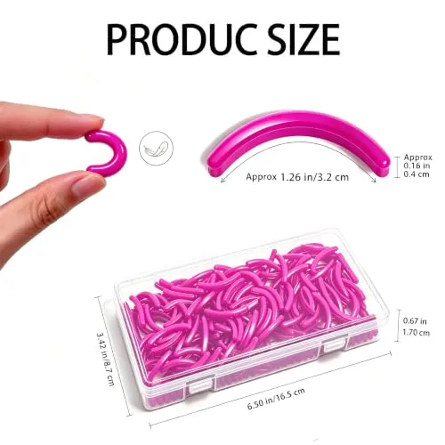 150pcs Eyelash Curler Refills, Eyelash Curler Pads with Storage Box, Trimmable Cushion Inserts for Wide and Local Fit, Replacement Inserts (150, Fuchsia)