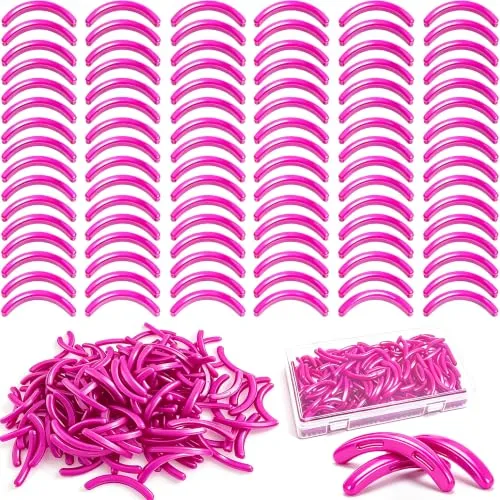 150pcs Eyelash Curler Refills, Eyelash Curler Pads with Storage Box, Trimmable Cushion Inserts for Wide and Local Fit, Replacement Inserts (150, Fuchsia)