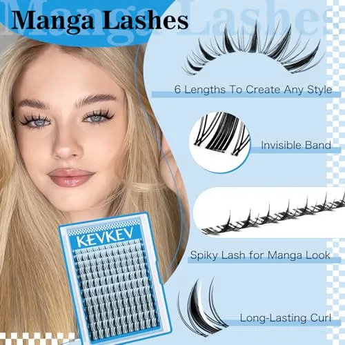 Manga Lash Clusters Kit Anime Lashes Fairy Eyelash Clusters with Spikes