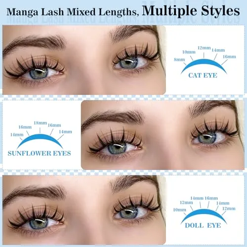 Manga Lash Clusters Kit Anime Lashes Fairy Eyelash Clusters with Spikes