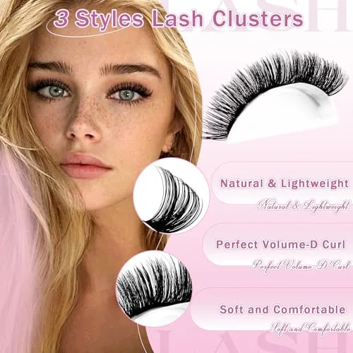 FADLASH Fluffy Lash Clusters 60D+80D+100D Volume D Curl Eyelash Clusters