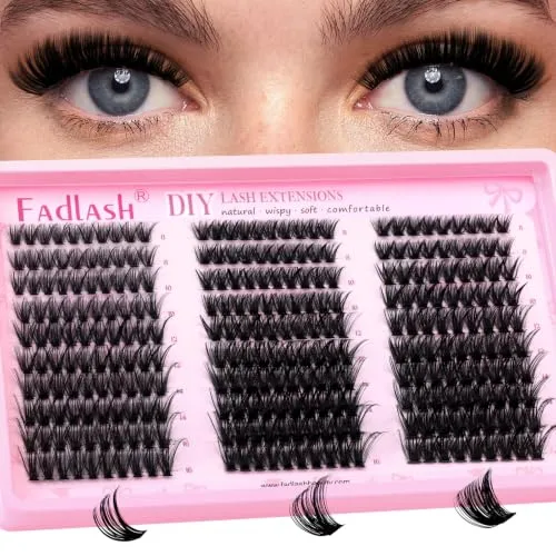 FADLASH Fluffy Lash Clusters 60D+80D+100D Volume D Curl Eyelash Clusters