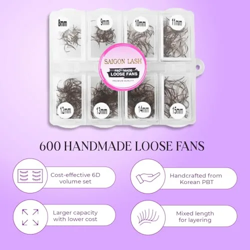 600 6D Mix Loose Promade Fans Dark Brown-0.07-D-8-15mm