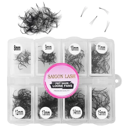 600 3D Mix Loose Promade Fans Extensions Black-0.1-D-8-15mm