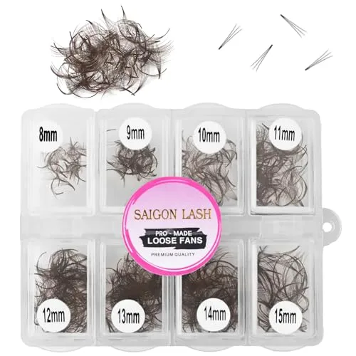 600 3D Mix Loose Promade Fans Dark Brown-0.1-D-8-15mm