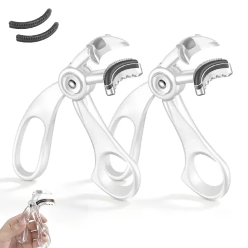 Wide‑Angle Eyelash Curler with Comb, Pinch-Free Lash Curler, White