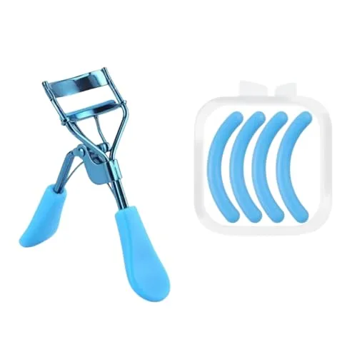 Blue Eyelash Curlers for Women Eyelash Curler with 4 Replacement Refill Pads Lash Curler Premium Quality Eye Lash Curler Makeup Eyelashes Tool to Curl and Lifted Lashes Eye