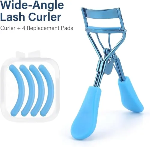 Blue Eyelash Curlers for Women Eyelash Curler with 4 Replacement Refill Pads Lash Curler Premium Quality Eye Lash Curler Makeup Eyelashes Tool to Curl and Lifted Lashes Eye
