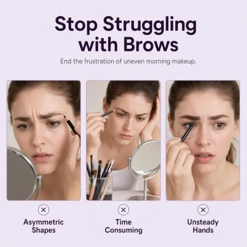 Eyebrow Shaping Stencils, 8 Styles Reusable Brow Template Kit with Handle