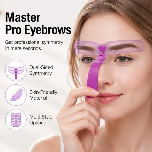 Eyebrow Shaping Stencils, 8 Styles Reusable Brow Template Kit with Handle
