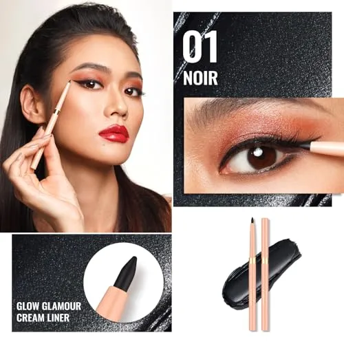 Oulac Black Eyeliner Pencil Waterproof Smudge Proof, Retractable Eye Liner Pen, Smooth and Creamy Eye Makeup for Precision Application Vegan & Cruelty-Free, 01 Noir
