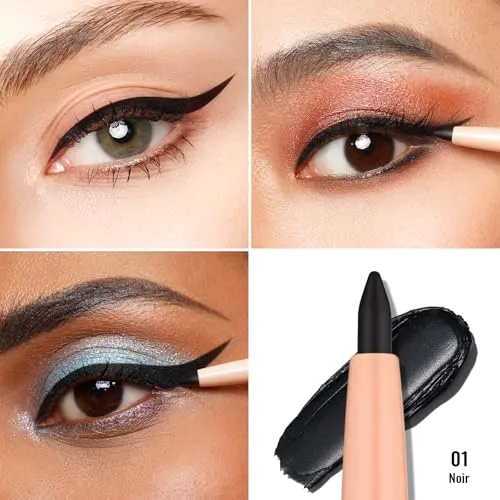 Oulac Black Eyeliner Pencil Waterproof Smudge Proof, Retractable Eye Liner Pen, Smooth and Creamy Eye Makeup for Precision Application Vegan & Cruelty-Free, 01 Noir