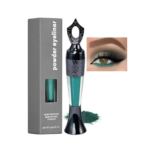 Powder Eyeliner, Multi-Use Eyeliner Powder Long-Wearing & Smudge-Proof Intense Color Easy To Apply, Gentle & Skin-Friendly Formula, Smoothly Outlines The Eye-Liner For Women, #04 Green